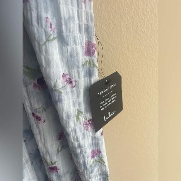 New Lulus Women Floral Blue Maxi Dress Size XL - Picture 4 of 10